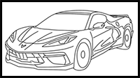 How to draw Chevrolet Corvette C8 step by step for beginners