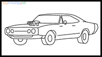 How to draw Dom's dodge charger step by step for beginners