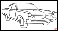 How to Draw a Car Pontiac GTO 1967 Step by Step