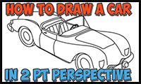 How to Draw a Car Convertible in Two Point Perspective Easy Step by Step Drawing Tutorial