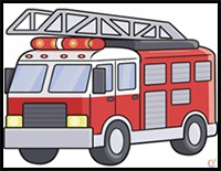 How to Draw a Firetruck Step by Step - for Kids & Beginners