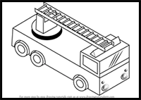 How to Draw Fire Truck with Ladder