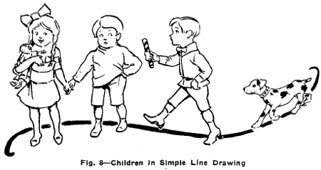Simple Line Drawing of Children