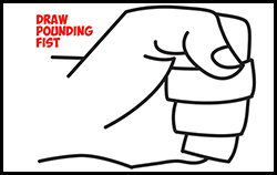 How to Draw a Clenched Fist Slamming Down, From the Side