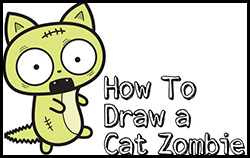 How to Draw a Cute Zombie Cat for Halloween