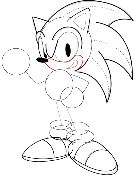 Step 5 : Drawing Sonic the Hedgehog Step by Step Drawing Lesson