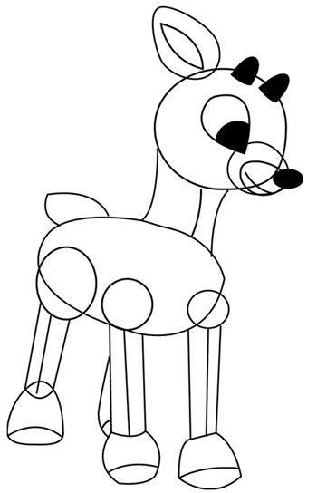 How to Draw Rudolph the Red Nosed Reindeer Step by Step Drawing Lessons