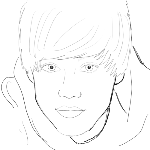 justin bieber drawing step by step. drawing of Justin Bieber