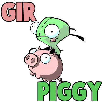 cute piggy drawing. How to Draw GIR with Piggy