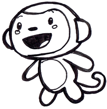 Black And White Monkey Drawing. in lack and white.