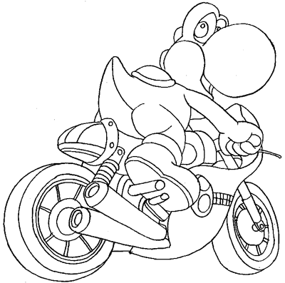 Mario Coloring Sheets on How To Draw Yoshi On Motorcycle From Wii Mario Kart    How To Draw
