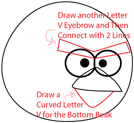Step 4 : Drawing Red Angry Bird in Easy Steps Lesson