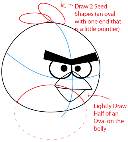 Step 5 : Drawing Red Angry Bird in Easy Steps Lesson