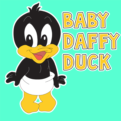 Cool Coloring on How To Draw Baby Daffy Duck From Tinytoons Adventures With Easy Step