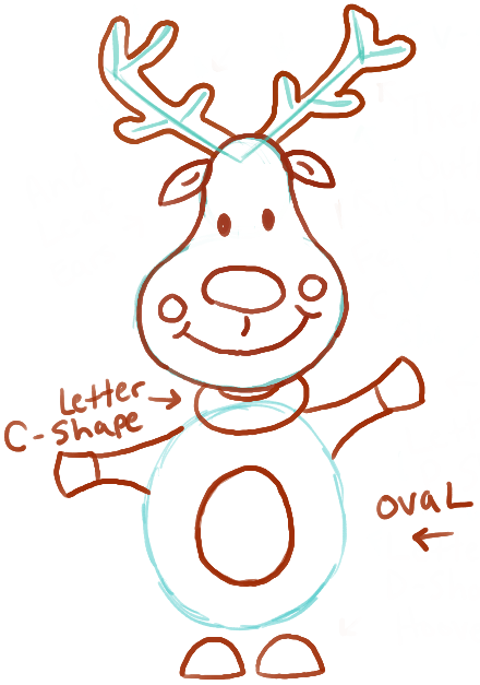 How to Draw Cartoon Reindeers with Christmas Bell and Ornament - How to Draw Step by Step ...