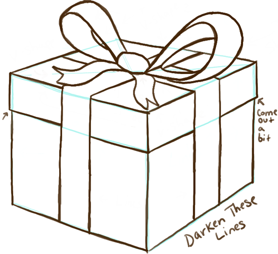 How to Draw a Wrapped Gift or Present with Ribbon and Bow