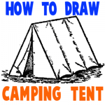 How to Draw Tents - Easy Step by Step Drawing Tutorial for Camping Gear