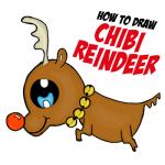 How to Draw a Chibi Reindeer or Baby Rudolph the Red Nosed Reindeer for Kids Drawing Tutorial