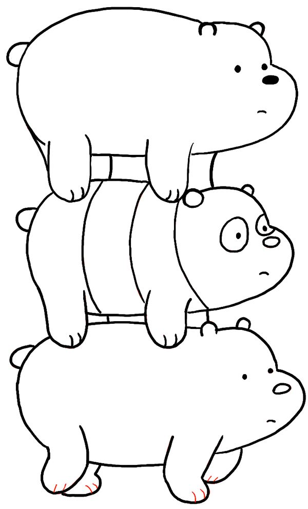 How to Draw Grizzly, Panda and Ice Bear from We Bare Bears ...