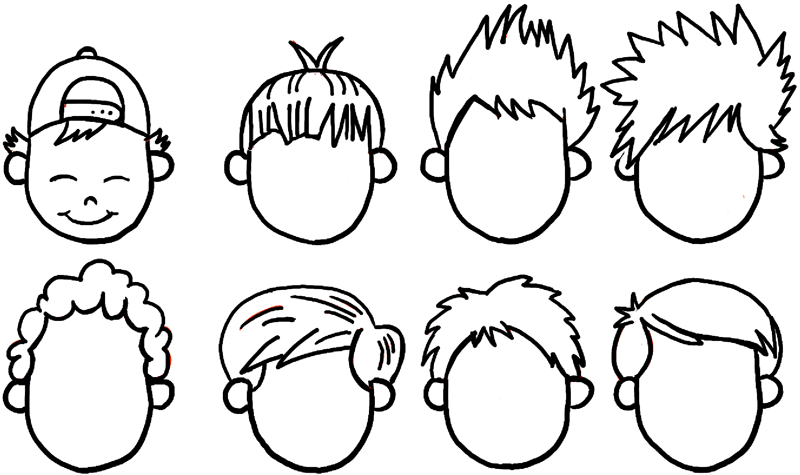 How to Draw Boys and Mens Hair Styles for Cartoon Characters Drawing