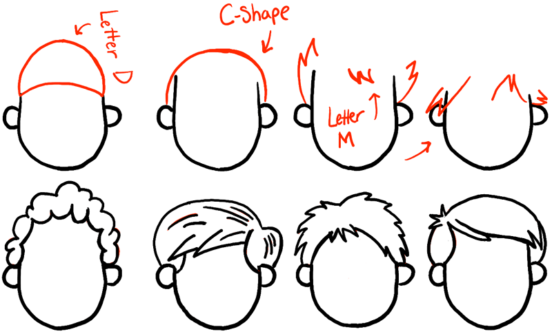 How to Draw Boys and Mens Hair Styles for Cartoon ...