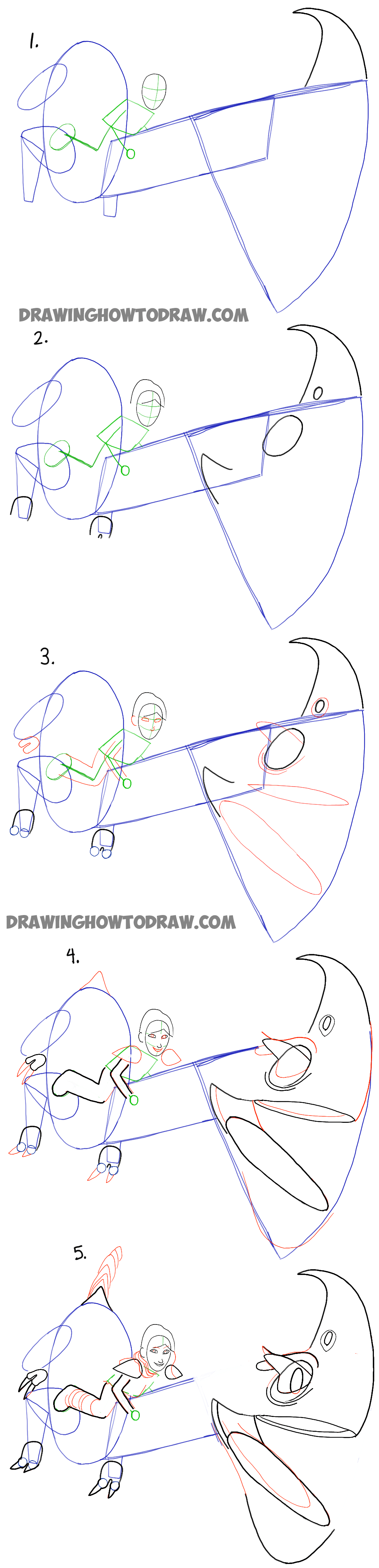 How to Draw Windshear and Heather from How to Train Your Dragon Drawing