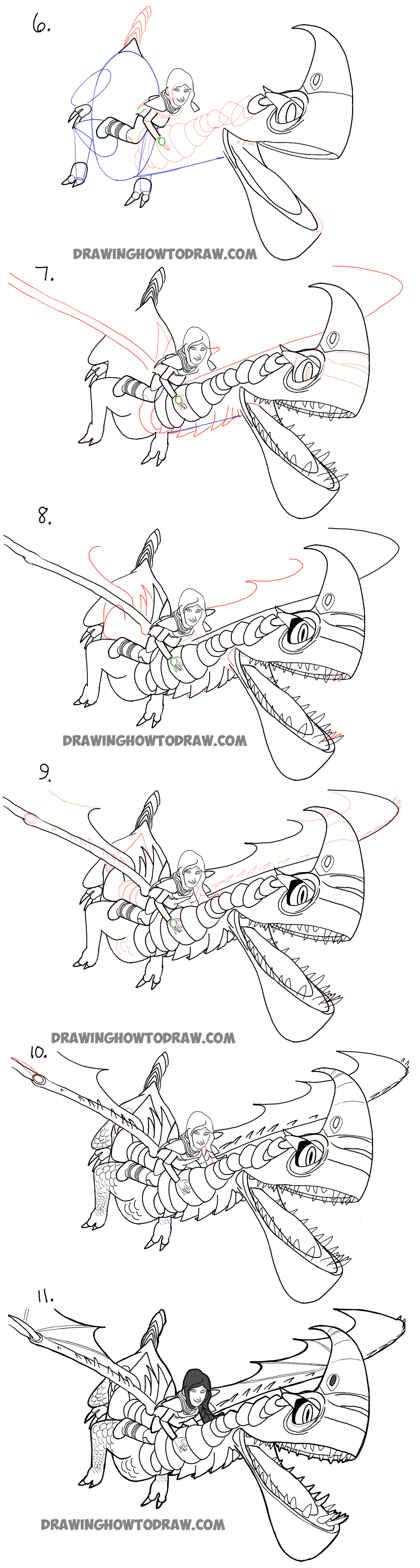 How to Draw Windshear and Heather from How to Train Your Dragon Drawing