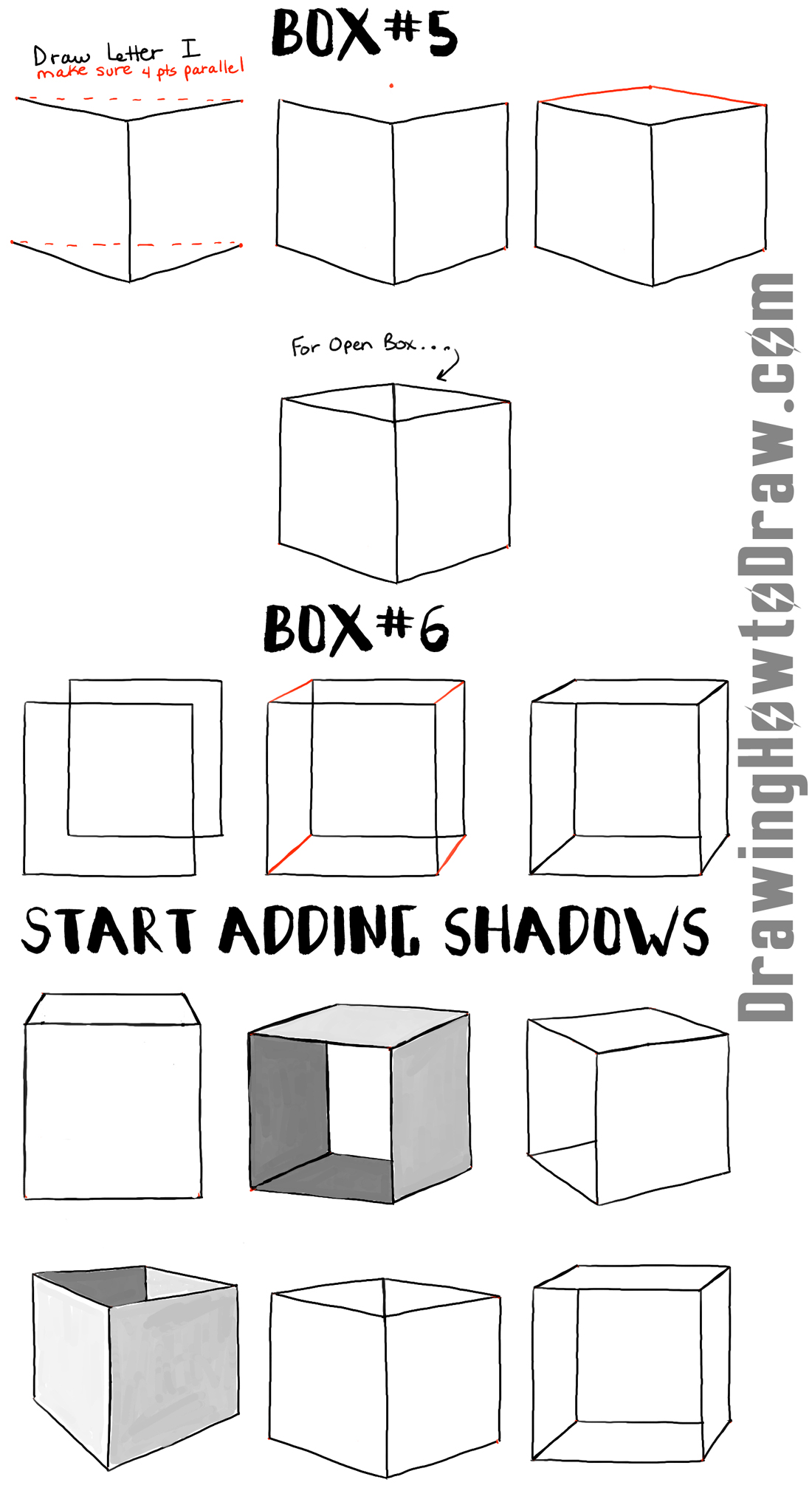 How To Draw Boxes And Cubes And How To Shade Them Step By Step Tutorial