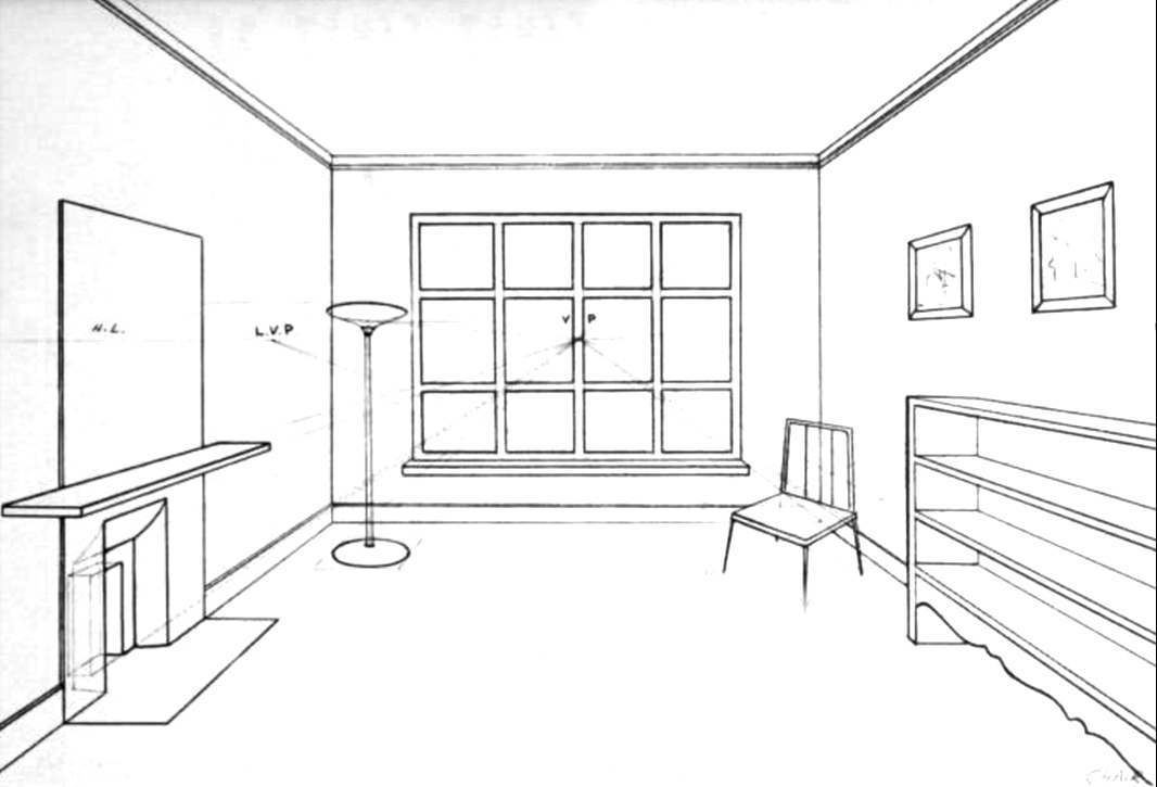 How to Draw the Inside of a Room with 3 Point Perspective