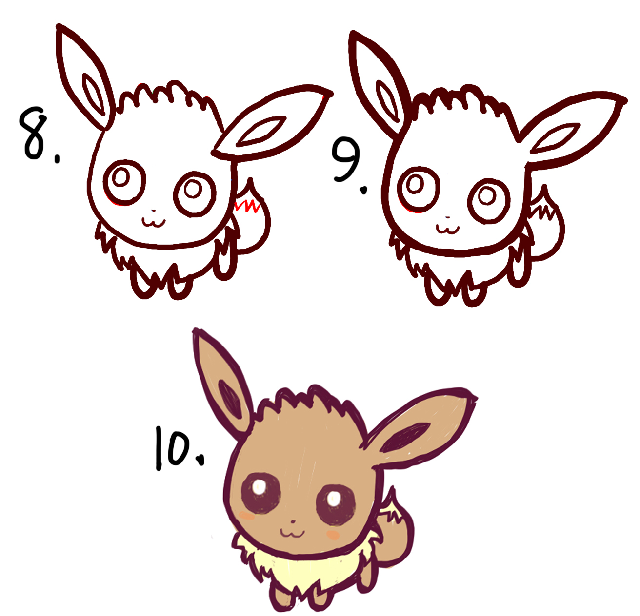 How to Draw Cute Baby Chibi Eevee from Pokemon Easy Step ...