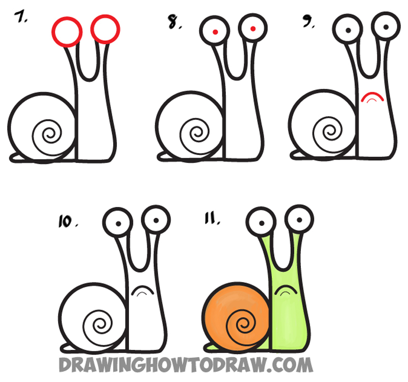 How to Draw Cartoon Snail from Lowercase Letter a Easy