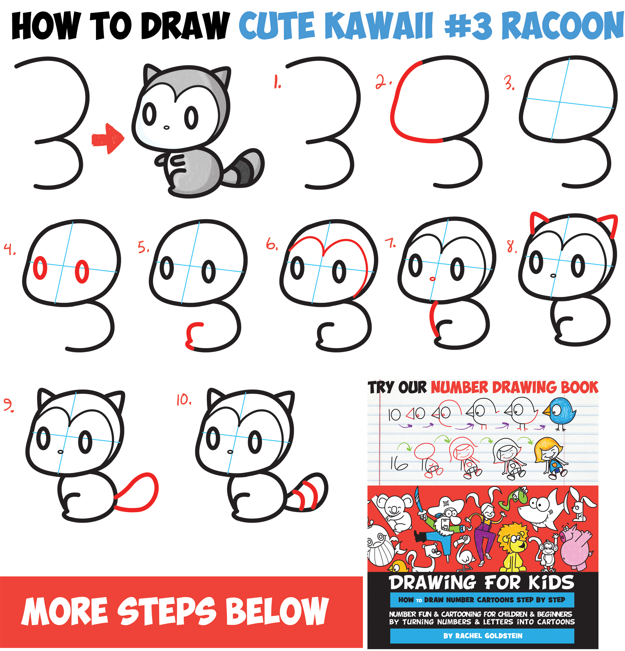 How to Draw Cute Chibi / Kawaii Characters with Number 3 Shapes - Easy Step by Step Drawing ...