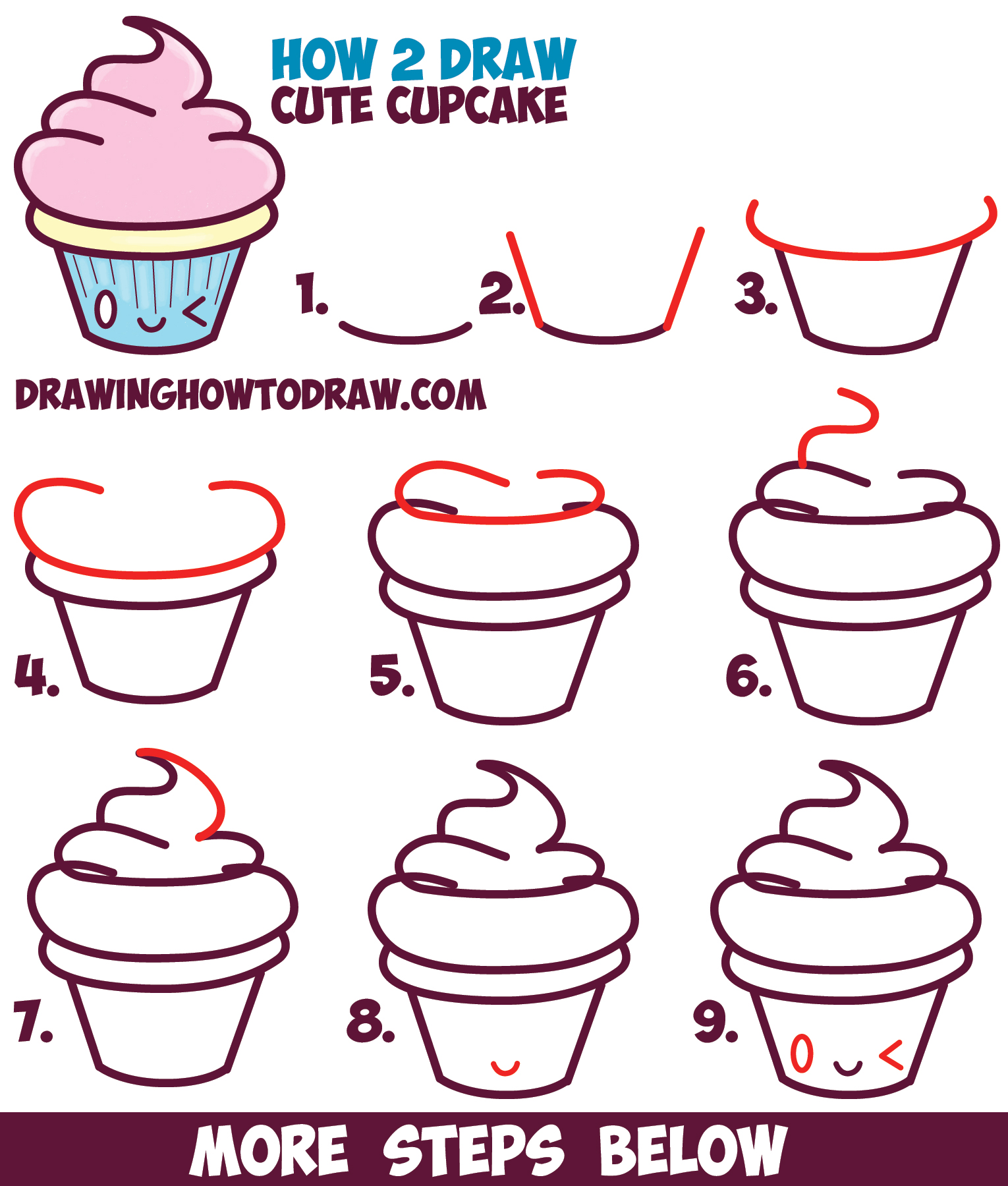 List 105+ Images how to draw a cupcake step by step for kids Completed