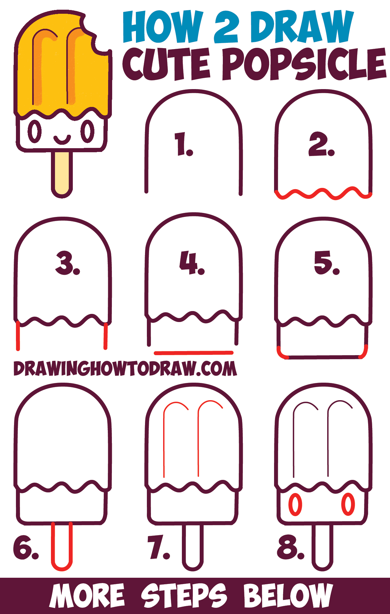 How To Draw Cute Kawaii Popsicle Creamsicle With Face On