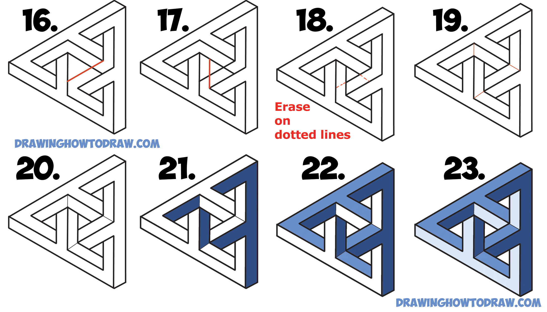 How to Draw an Impossible Triangle (Penrose Triangle) That ...