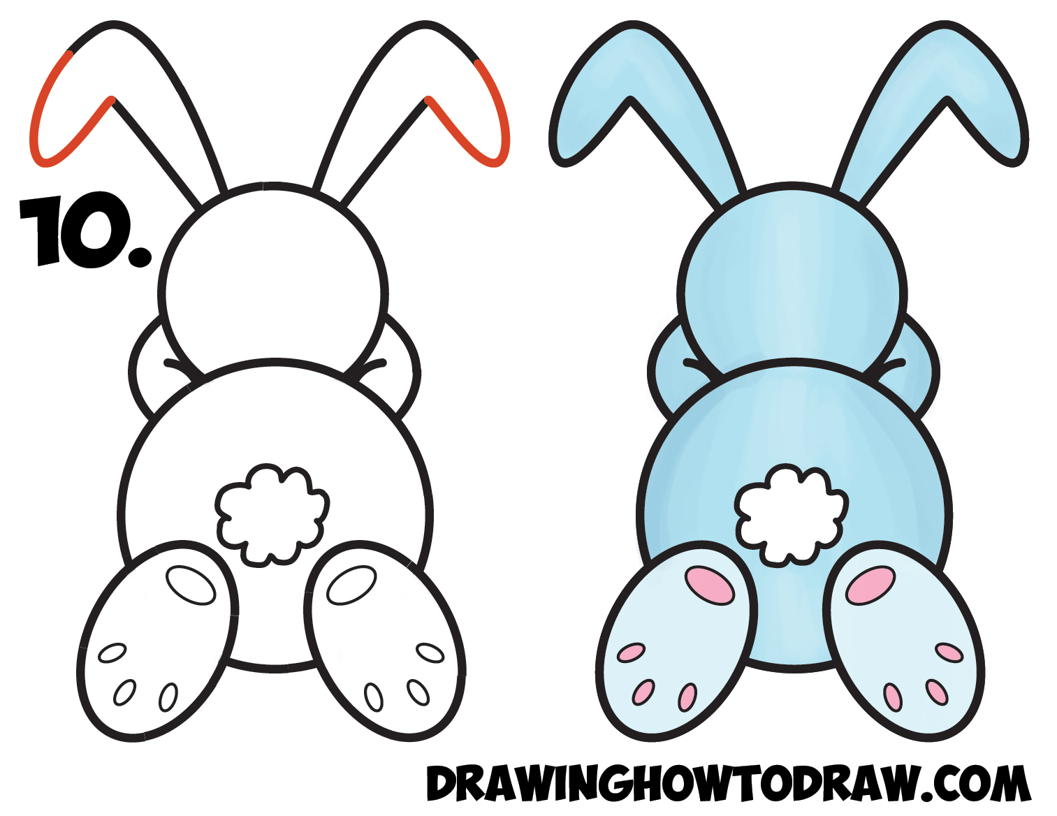 How to Draw a Cute Cartoon Sleeping Bunny Rabbit from #8 Shape Easy