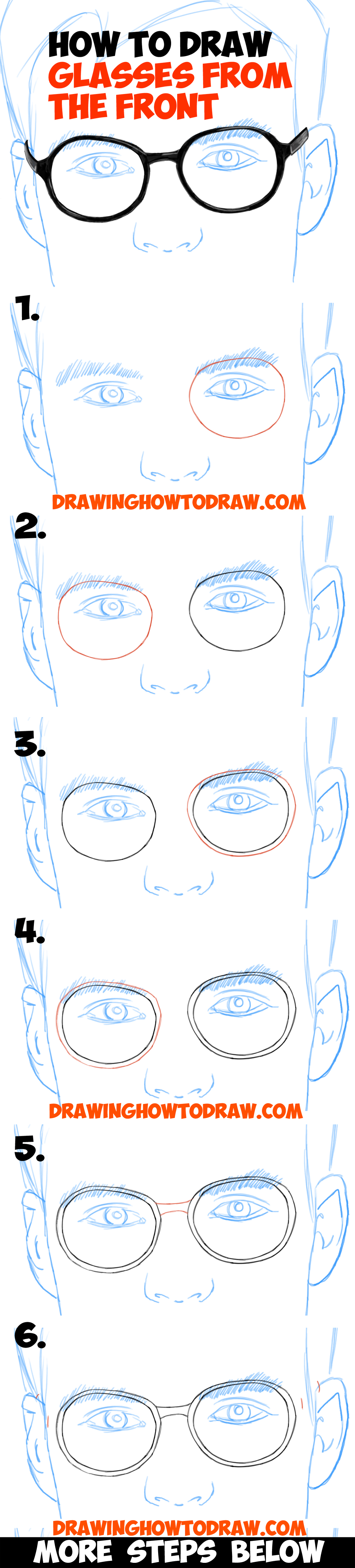 How To Draw Glasses On A Persons Face From All Angles Side Profile