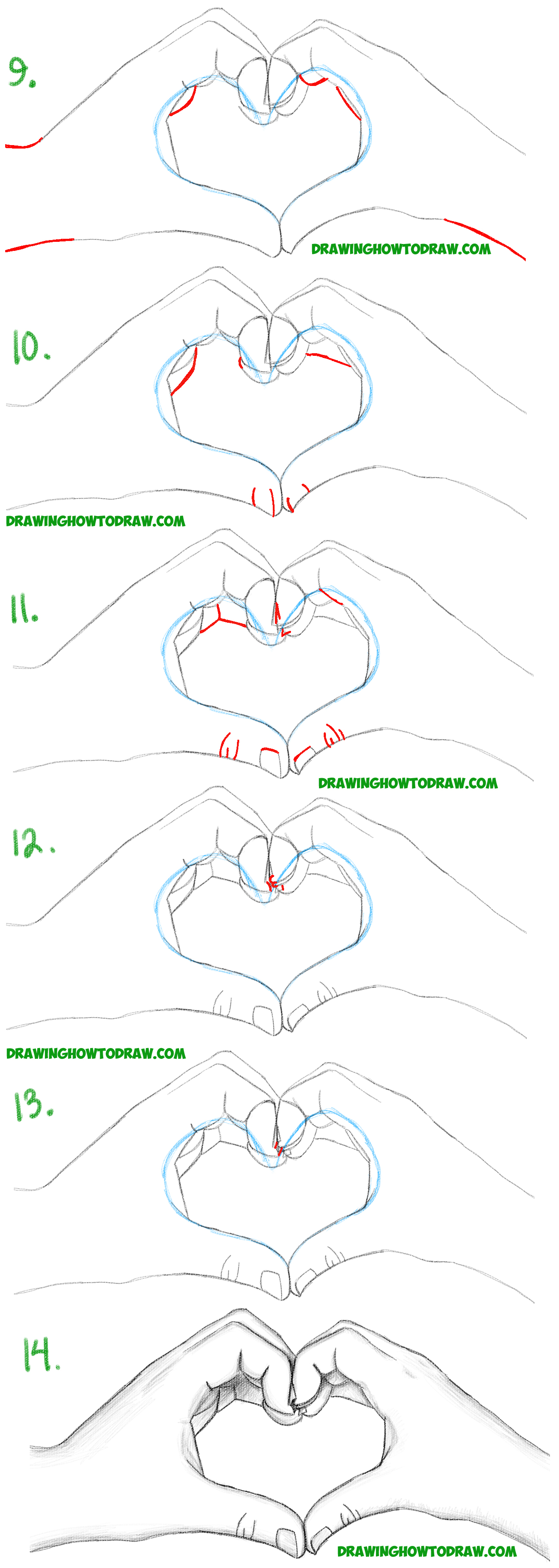 How to Draw Heart Hands in Easy to Follow Step by Step ...