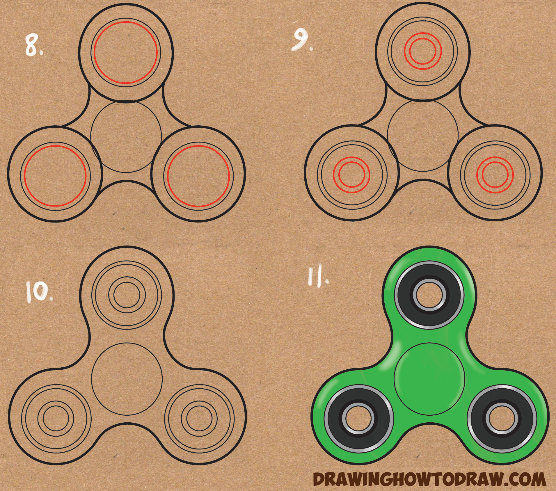 How to Draw a Fidget Spinner Easy Step by Step Drawing