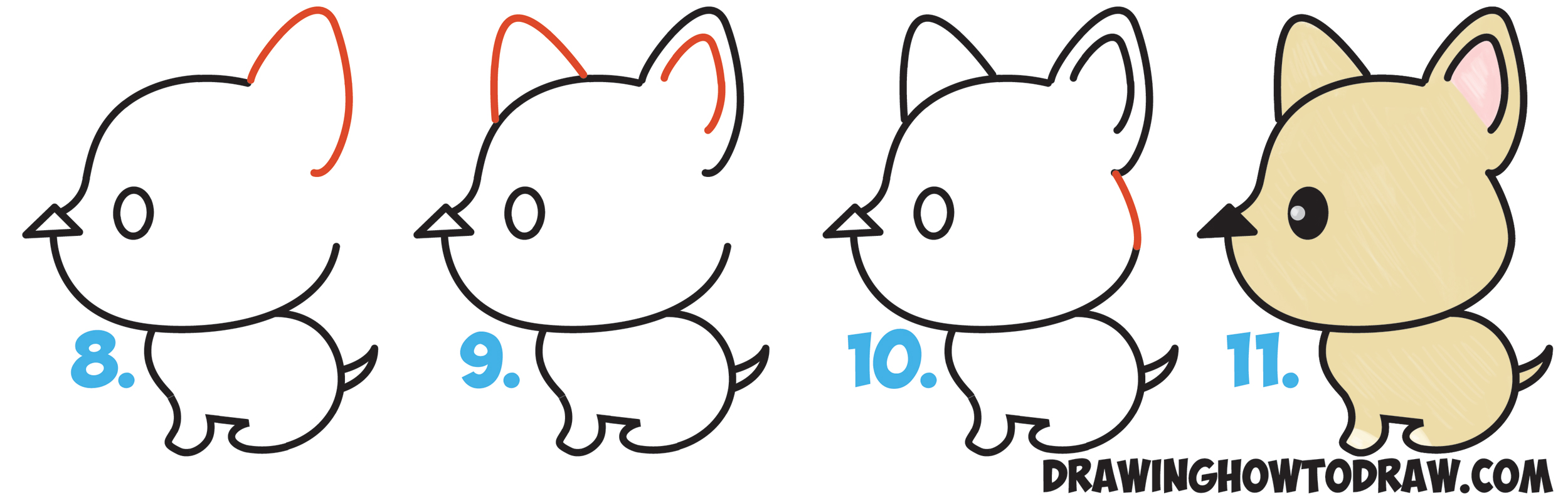 How to Draw a Cute Cartoon Dog (Kawaii Style) from an 