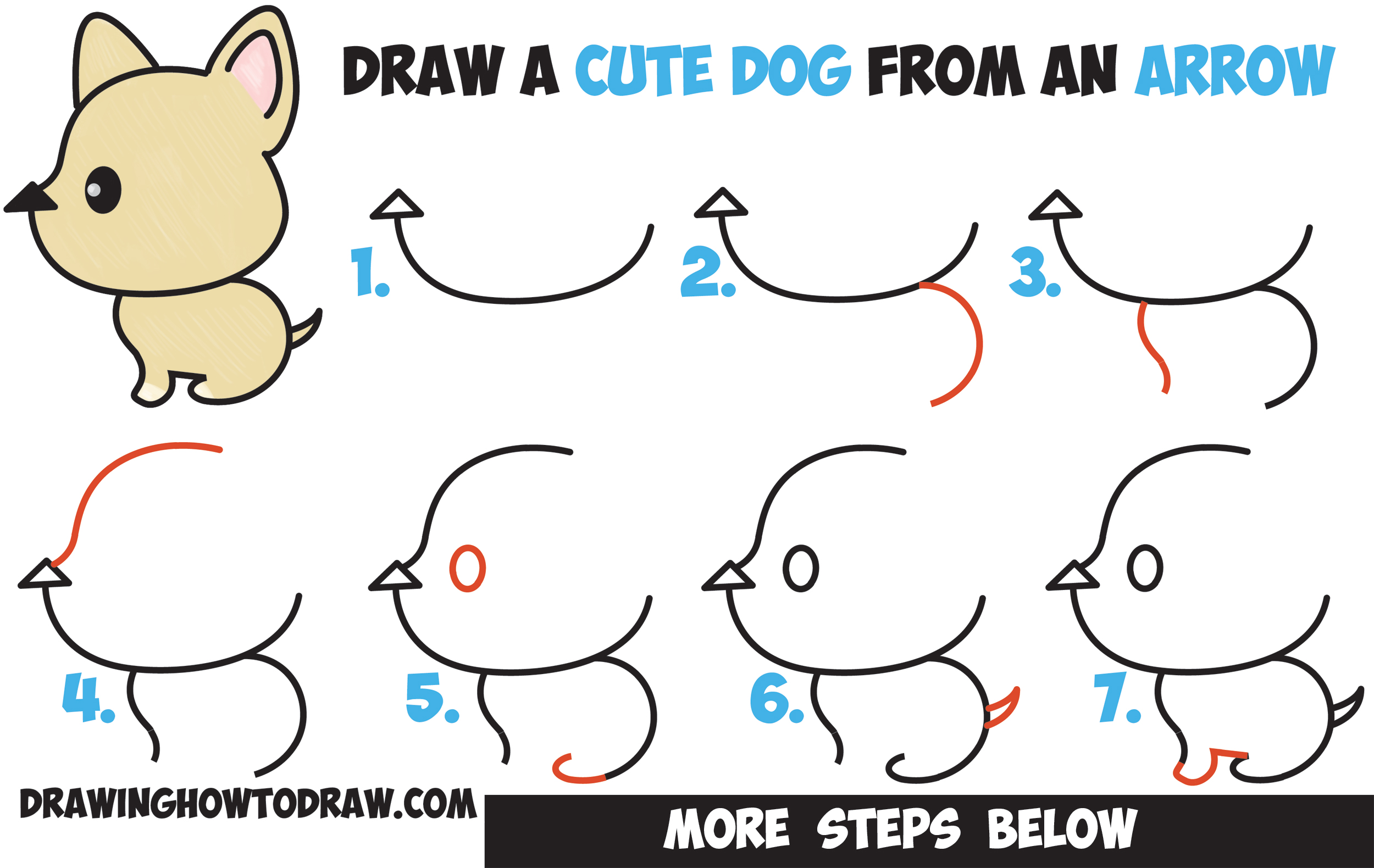 How to Draw a Cute Cartoon Dog (Kawaii Style) from an ...