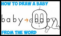 How to Draw a Cartoon Baby from the Word baby in Easy Steps
