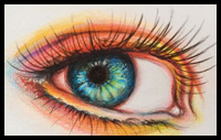 Colorful Eyes Made with Colored Pencils