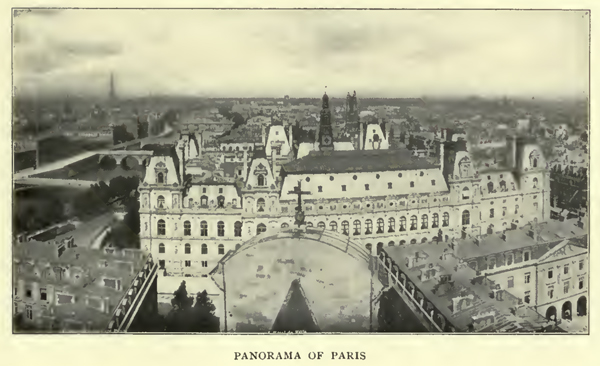 panoramic view of Paris, photographed on a cylinder with a revolving camera, and then unrolled, so that it is in true cylindrical perspective