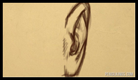 Learn how to draw a 3-dimensional ear from the front-view