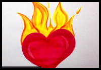 How to Draw and Easy Cartoon Flaming Heart Step by Step [Video]