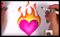 How to Draw a Flaming Heart Design [Video]