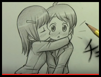 How to Draw Chibi Characters Hugging and Kissing On the Cheek