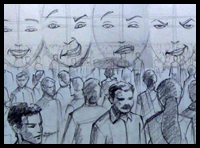 Compose and Draw large Crowd Scenes & Facial Expressions