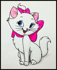 How to Draw Marie from The Aristocats Step by Step